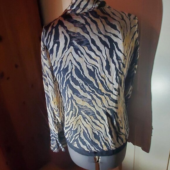Animal Striped Ruffled Silk Blouse - Picture 2 of 4
